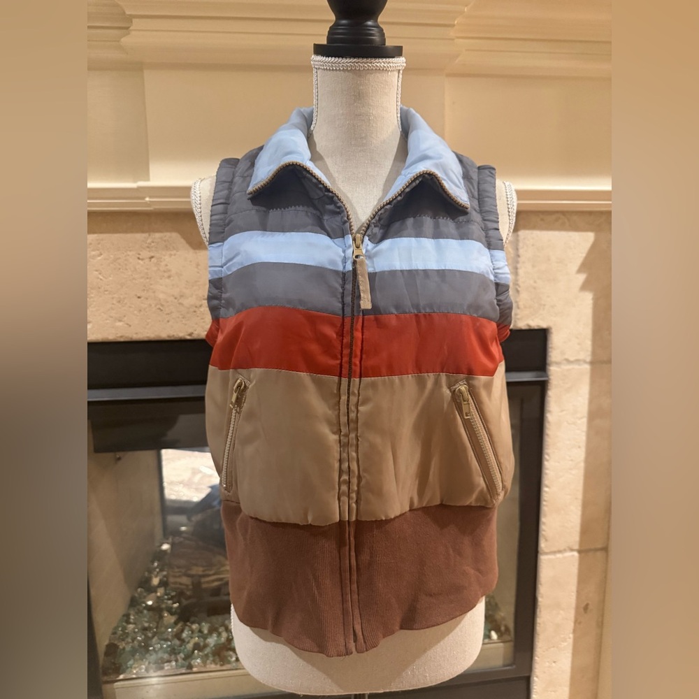 Vintage Ocean Pacific Op Puffer Vest Boys Large 11/13 Multi Striped Full…